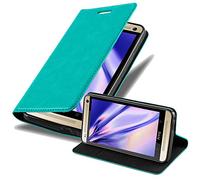 cadorabo Coque pour HTC One M7 en Turquoise PÉTROLE - Housse Protection avec Fermoire Magnétique, Stand Horizontal et Fente Carte - Portefeuille Etui Poche Folio Case Cover
