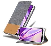 cadorabo Coque pour Huawei P20 Lite en Gris Clair Marron - Housse Protection avec Fermoire Magnétique, Stand Horizontal et Fente Carte - Portefeuille Etui Poche Folio Case Cover