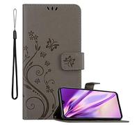 cadorabo Coque pour Huawei P30 Lite en Gris Floral - Housse Protection en Design de Fleur avec Fermoire Magnétique, Stand Horizontal et 3 Fentes Cartes - Portefeuille Etui Poche Folio Case Cover