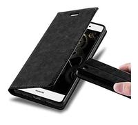 cadorabo Coque pour Huawei P8 Lite 2015 en Noir Nuit - Housse Protection avec Fermoire Magnétique, Stand Horizontal et Fente Carte - Portefeuille Etui Poche Folio Case Cover