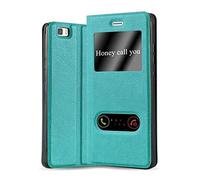 cadorabo Coque pour Huawei P8 Lite 2015 en Turquoise Menthe - Housse Protection avec Stand Horizontal et Deux Fenêtres - Portefeuille Etui Poche Folio Case Cover