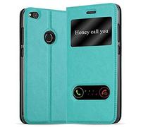 cadorabo Coque pour Huawei P8 Lite 2017 en Turquoise Menthe - Housse Protection avec Stand Horizontal et Deux Fenêtres - Portefeuille Etui Poche Folio Case Cover