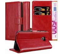 cadorabo Coque pour Huawei Y330 en Rouge Cerise - Housse Protection avec Fermoire Magnétique, Stand Horizontal et Fente Carte - Portefeuille Etui Poche Folio Case Cover
