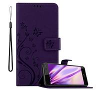 cadorabo Coque pour Huawei Y5/Y6 2017 en Lilas FONCÉ Floral - Housse Protection en Design de Fleur -Magnétique, Stand Horizontal et 3 Fentes Cartes - Portefeuille Etui Poche Folio Case Cover