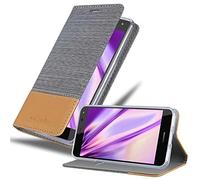 cadorabo Coque pour Huawei Y6 2017 en Gris Clair Marron - Housse Protection avec Fermoire Magnétique, Stand Horizontal et Fente Carte - Portefeuille Etui Poche Folio Case Cover