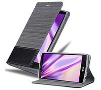 cadorabo Coque pour LG G4 / G4 Plus en Gris Noir - Housse Protection avec Fermoire Magnétique, Stand Horizontal et Fente Carte - Portefeuille Etui Poche Folio Case Cover