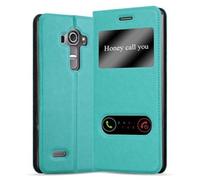 cadorabo Coque pour LG G4 / G4 Plus en Turquoise Menthe - Housse Protection avec Stand Horizontal et Deux Fenêtres - Portefeuille Etui Poche Folio Case Cover