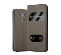 cadorabo Coque pour LG G6 en Marron Pierre - Housse Protection avec Stand Horizontal et Deux Fenêtres - Portefeuille Etui Poche Folio Case Cover