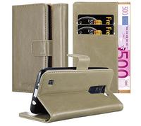 cadorabo Coque pour LG K8 2016 en Marrone Cappucino - Housse Protection avec Fermoire Magnétique, Stand Horizontal et Fente Carte - Portefeuille Etui Poche Folio Case Cover