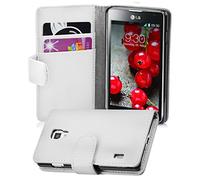 cadorabo Coque pour LG Optimus L7 II en ALBÂTRE Blanc - Housse Protection en Similicuir Structuré avec Stand Horizontal et Fente Carte - Portefeuille Etui Poche Folio Case Cover