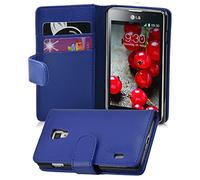 cadorabo Coque pour LG Optimus L7 II en Bleu CÉLESTE - Housse Protection en Similicuir Structuré avec Stand Horizontal et Fente Carte - Portefeuille Etui Poche Folio Case Cover