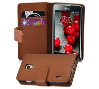 cadorabo Coque pour LG Optimus L7 II en Noisette Marron - Housse Protection en Similicuir Structuré avec Stand Horizontal et Fente Carte - Portefeuille Etui Poche Folio Case Cover