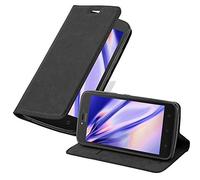 cadorabo Coque pour Motorola Moto C en Noir Nuit - Housse Protection avec Fermoire Magnétique, Stand Horizontal et Fente Carte - Portefeuille Etui Poche Folio Case Cover