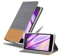 cadorabo Coque pour Motorola Moto E4 en Gris Clair Marron - Housse Protection avec Fermoire Magnétique, Stand Horizontal et Fente Carte - Portefeuille Etui Poche Folio Case Cover