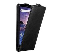 cadorabo Coque pour Nokia 7 Plus en Noir Nuit - Housse Protection en Style Flip avec Fermoire Magnétique - Etui Poche Folio Case Cover