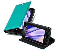 cadorabo Coque pour Nokia Lumia 435 en Turquoise PÉTROLE - Housse Protection avec Fermoire Magnétique, Stand Horizontal et Fente Carte - Portefeuille Etui Poche Folio Case Cover