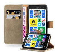 cadorabo Coque pour Nokia Lumia 625 en Marrone Cappucino - Housse Protection avec Fermoire Magnétique, Stand Horizontal et Fente Carte - Portefeuille Etui Poche Folio Case Cover