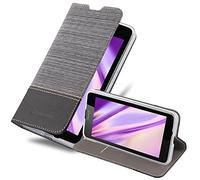 cadorabo Coque pour Nokia Lumia 640 en Gris Noir - Housse Protection avec Fermoire Magnétique, Stand Horizontal et Fente Carte - Portefeuille Etui Poche Folio Case Cover