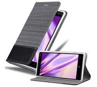 cadorabo Coque pour Nokia Lumia 830 en Gris Noir - Housse Protection avec Fermoire Magnétique, Stand Horizontal et Fente Carte - Portefeuille Etui Poche Folio Case Cover