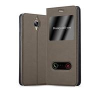 cadorabo Coque pour OnePlus 3 / 3T en Marron Pierre - Housse Protection avec Stand Horizontal et Deux Fenêtres - Portefeuille Etui Poche Folio Case Cover