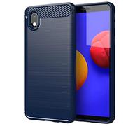 cadorabo Coque pour Samsung Galaxy A10e en Bleu BROSSÉ - Coque de Téléphone Portable en Silicone TPU en Fibre Optique de Carbone en Acier Inoxydable - Coque de Protection Etui Souple Ultra Mince