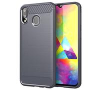 cadorabo Coque pour Samsung Galaxy A10s / M01s en Gris BROSSÉ - Coque de Téléphone Portable en Silicone TPU en Fibre Optique de Carbone en Acier Inoxydable - Coque de Protection Souple Ultra Mince
