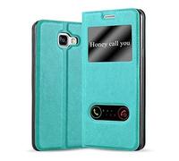 cadorabo Coque pour Samsung Galaxy A3 2016 en Turquoise Menthe - Housse Protection avec Stand Horizontal et Deux Fenêtres - Portefeuille Etui Poche Folio Case Cover