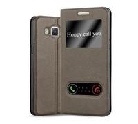 cadorabo Coque pour Samsung Galaxy A5 2015 en Marron Pierre - Housse Protection avec Stand Horizontal et Deux Fenêtres - Portefeuille Etui Poche Folio Case Cover