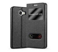 cadorabo Coque pour Samsung Galaxy A5 2016 en Noir COMÈTE - Housse Protection avec Stand Horizontal et Deux Fenêtres - Portefeuille Etui Poche Folio Case Cover