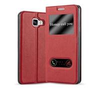 cadorabo Coque pour Samsung Galaxy A5 2016 en Rouge Safran - Housse Protection avec Stand Horizontal et Deux Fenêtres - Portefeuille Etui Poche Folio Case Cover