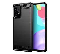 cadorabo Coque pour Samsung Galaxy A52 5G / 4G en Noir BROSSÉ - Coque de Téléphone Portable en Silicone TPU en Fibre Optique de Carbone en Acier Inoxydable - Coque de Protection Souple Ultra Mince