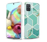 cadorabo Coque pour Samsung Galaxy A71 5G en Marbre Or Vert Clair no.3 - Housse Protection en Silicone TPU en Motif Mosaïque - Ultra Slim Fin Gel Case Cover Bumper