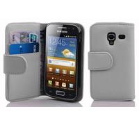 cadorabo Coque pour Samsung Galaxy ACE 2 en ALBÂTRE Blanc - Housse Protection en Similicuir Structuré avec Stand Horizontal et Fente Carte - Portefeuille Etui Poche Folio Case Cover