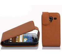 cadorabo Coque pour Samsung Galaxy ACE 2 en Noisette Marron - Housse Protection en Style Flip en Similicuir Structuré - Etui Poche Folio Case Cover