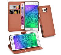 cadorabo Coque pour Samsung Galaxy Alpha en Noisette Marron - Housse Protection avec Fermoire Magnétique, Stand Horizontal et Fente Carte - Portefeuille Etui Poche Folio Case Cover