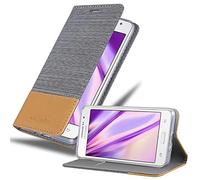 cadorabo Coque pour Samsung Galaxy Grand Prime en Gris Clair Marron - Housse Protection avec Fermoire Magnétique, Stand Horizontal et Fente Carte - Portefeuille Etui Poche Folio Case Cover