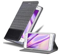 cadorabo Coque pour Samsung Galaxy Grand Prime en Gris Noir - Housse Protection avec Fermoire Magnétique, Stand Horizontal et Fente Carte - Portefeuille Etui Poche Folio Case Cover