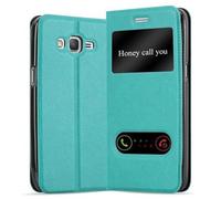 cadorabo Coque pour Samsung Galaxy Grand Prime en Turquoise Menthe - Housse Protection avec Stand Horizontal et Deux Fenêtres - Portefeuille Etui Poche Folio Case Cover