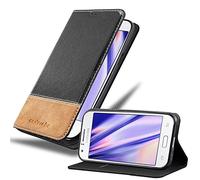cadorabo Coque pour Samsung Galaxy J1 2015 en Noir Brun - Housse Protection avec Fermoire Magnétique, Stand Horizontal et Fente Carte - Portefeuille Etui Poche Folio Case Cover