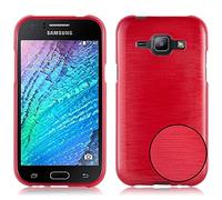 cadorabo Coque pour Samsung Galaxy J1 2015 en Rouge Cerise - Housse Protection Souple en Silicone TPU avec Anti-Choc et Anti-Rayures - Ultra Slim Fin Gel Case Cover Bumper