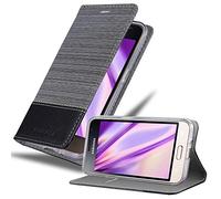 cadorabo Coque pour Samsung Galaxy J1 2016 en Gris Noir - Housse Protection avec Fermoire Magnétique, Stand Horizontal et Fente Carte - Portefeuille Etui Poche Folio Case Cover