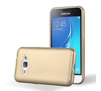 cadorabo Coque pour Samsung Galaxy J1 2016 en Metallic Or - Housse Protection Souple en Silicone TPU avec Anti-Choc et Anti-Rayures - Ultra Slim Fin Gel Case Cover Bumper