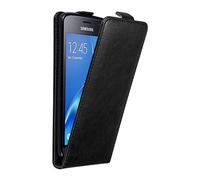 cadorabo Coque pour Samsung Galaxy J1 2016 en Noir Nuit - Housse Protection en Style Flip avec Fermoire Magnétique - Etui Poche Folio Case Cover