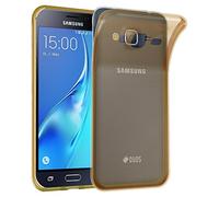 cadorabo Coque pour Samsung Galaxy J3 2016 en Or Transparent - Housse Protection Souple en Silicone TPU avec Anti-Choc et Anti-Rayures - Ultra Slim Fin Gel Case Cover Bumper
