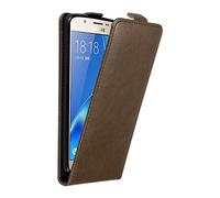 cadorabo Coque pour Samsung Galaxy J7 2016 en Marron CAFÉ - Housse Protection en Style Flip avec Fermoire Magnétique - Etui Poche Folio Case Cover