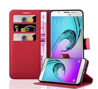 cadorabo Coque pour Samsung Galaxy J7 2016 en Rouge Cerise - Housse Protection avec Fermoire Magnétique, Stand Horizontal et Fente Carte - Portefeuille Etui Poche Folio Case Cover