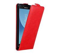 cadorabo Coque pour Samsung Galaxy J7 2017 en Rouge DE Pomme - Housse Protection en Style Flip avec Fermoire Magnétique - Etui Poche Folio Case Cover