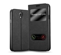 cadorabo Coque pour Samsung Galaxy Note 3 Neo en Noir COMÈTE - Housse Protection avec Stand Horizontal et Deux Fenêtres - Portefeuille Etui Poche Folio Case Cover