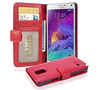 cadorabo Coque pour Samsung Galaxy Note 4 en Rouge Cerise - Housse Protection avec Fermoire Magnétique et 3 Fentes Cartes - Portefeuille Etui Poche Folio Case Cover