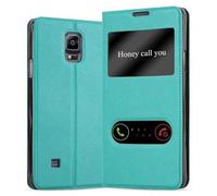 cadorabo Coque pour Samsung Galaxy Note 4 en Turquoise Menthe - Housse Protection avec Stand Horizontal et Deux Fenêtres - Portefeuille Etui Poche Folio Case Cover